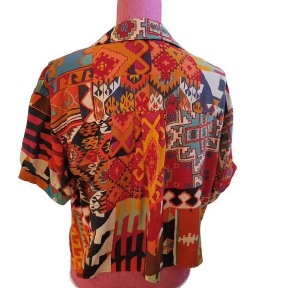 Christian Siriano NY Aztec Print Top Women SM Button Up Artsy Western Festival - Picture 3 of 12